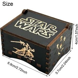 Star Wars Turn Key Music Box Plays Opening Theme Wood Carved
